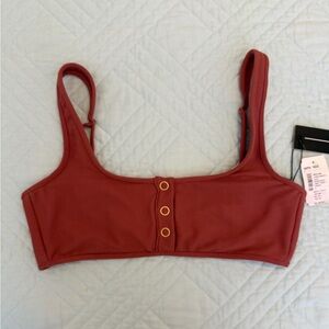 Dolce Vita Snap-Front Ribbed Bralette Bikini Top